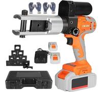 Hydraulic Crimping Tool, Electric Cable Lug Crimper Pliers with 11 Pairs of Dies, Rechargeable, 18V Battery Powered with 2 Batteries, One-Touch Start, 360° Head Rotation