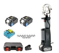 Hydraulic Crimping Tool, Rechargeable Electric Cable Lug Crimper with 12 Pairs of Dies and 2 Batteries for Copper Aluminum Terminal, 10-300Mm²