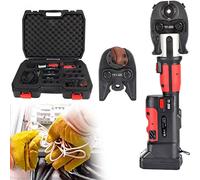 Hydraulic Crimping Tool with 13 Dies, Stainless Steel Pliers for Electrical Wire Terminals, Rechargeable for Copper/Aluminum Crimping, 10-300mm² Capacity