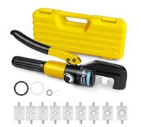 Hydraulic Crimping Tool with 9 Sets of Crimping Shapes 4-70 mm² for Copper Aluminium Cable Lugs, Crimper Pliers for Cable Lugs Hydraulic Crimping Crimper Wire Terminal Lug Tool, Yellow