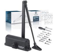 Hydraulic Door Closer Adjustable Soft Close - Commercial & Domestic Automatic Heavy Duty Door Closer for Interior & Exterior Doors, Quiet Anti-Slam, Easy Installation (Black)