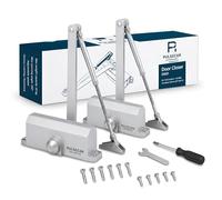 Hydraulic Door Closer Adjustable Soft Close - Commercial & Domestic Automatic Heavy Duty Door Closer for Interior & Exterior Doors, Quiet Anti-Slam, Easy Installation (2, Silver)