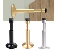 Hydraulic Door Stopper with Copper Alloy and Rubber Buffer, Wall-Mounted or Floor Placement to Doors and Reduce Noise in Various Settings (Aluminum-Silver)