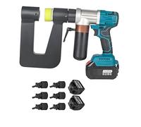 Hydraulic Electric Hole Puncher, 2 Batteries, 6 Molds (16-32mm), 150mm Throat Depth, 2mm Iron Capacity, for Metal Sheets