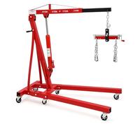 Hydraulic Engine Hoist 2 Ton Capacity Heavy Duty Crane with Leveler 6 Casters Adjustable Positions for Workshop Lifting Needs