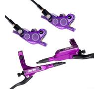 Hydraulic For Bicycle Disc Brake Set with Four Piston System for Mountain Bike Off Road and City Use (Purple)