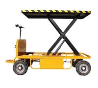 Hydraulic Four-Wheel Manual Lift Platform - Heavy-Du Warehouse Handling Vehicle Push Boom Lift for Industrial Use and Efficient C Handling Truck