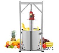 Hydraulic Fruit Wine Press, Stainless Steel, Manual Cider Grape Crusher for Juice Making, 12L