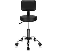 Hydraulic Gas Lift Rolling Adjustable Salon Chair Stool With Backrest For Home Black