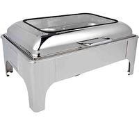 Hydraulic Glass Cover Buffet Stove, Stainless Steel Heating Square Heat Preservation Stove for Hotels Restaurants Parties Chafing Dish
