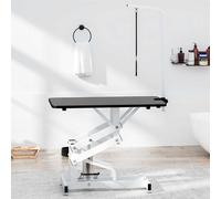 Hydraulic Grooming Table Black MDF Rubber Top 115x60x128-177cm Adjustable Height