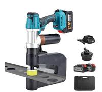 Hydraulic Hole Punch, Cordless Electric Hole Puncher with 2 Batteries, Throat Depth 150mm, Heavy Duty for Metal, One-Button Start, 16/20/22/25/28/32mm Dies, 5s Fast Punching(with 1 Mold)