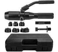Hydraulic Hole Punch Driver Kit, Portable Manual Punch Set with 360° Rotating Action, Includes 6 Dies for Punching Metal Sheets and Distribution Boxes