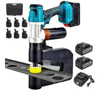 Hydraulic Hole Punch Kit, Heavy-Duty Steel Punching Machine, One-Button Start, 150mm Throat Depth, Includes 16/20/22/25/28/32mm Dies for Tough Materials