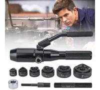 Hydraulic Hole Punch Kit, Manual Punching Machine for Metal Sheets, 22.5-61.5mm with 6 Dies, Complete Tool for Distribution Boxes