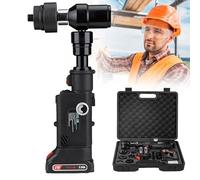Hydraulic Hole Punch Tool, 80KN Electric Punching Kit with 2 Batteries & 6 Dies for Q235 & Stainless Steel Metal Fabrication