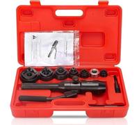Hydraulic Hole Puncher Tool with 6 Dies, Manual Knockout Punching Machine for Metal Sheet, 22.5mm to 61.5mm Punching Capacity