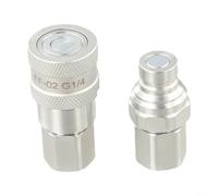 Hydraulic ISO A Coupling Set 1/2 Inch for bsp Quick Coupling Connector Flat Face Design Construction Equipment Industrial Use((G1/4))