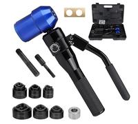 Hydraulic Knockout Punch Driver Tool Kit, Manual Hydraulic Hole Punch Kit with 360° Rotatable Head & 6 Dies, Aluminum Alloy Electrical Conduit Hole Cutter for Metal Sheet Punching