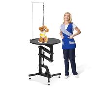 Hydraulic Lift Dog Grooming Table 24" Rotating Desktop Pet Grooming Table for Small Dogs at Home, 360° Rotating Grooming Table, Adjustable Overhead Arm & Tool Organizer Dog Grooming Station, Black
