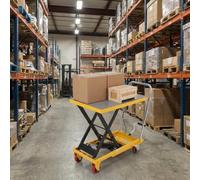 Hydraulic Lift Table, 220kg Capacity Heavy-Duty Hydraulic Scissor Cart with No-Slip Pad, Wide Deck & Wheels, Mobile Hydraulic Lift Platform Lift Height 47-150cm for Material Handling, ATV Dirt Bikes