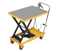 Hydraulic Lift Table Cart, 330Lbs Capacity 28.5" Lifting Height, 45kg Net Weight Manual Single Scissor Lift Table with Locking Wheels and Non-Slip Pad, Hydraulic Scissor Cart for Material Handling
