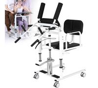 Hydraulic Lifting Transfer Chair for Elderly, 180° Split Seat with Bedpan, Patient Nursing Cart for Mobility Aid