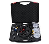 Hydraulic Nitrogen Accumulator Charging Kit | Nitrogen Pressure Test System | 7-in-1 Tool Kit | w/ 3 Pressure Gauges (1500/4000/6000 PSI), 7 Couplings and 1 Gas Hose | Gas Charge Tools (Black)