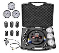 Hydraulic Nitrogen Accumulator Charging Kit, Pressure Test System with 7 Couplings, 3 Gauges (1500PSI/4000PSI/6000PSI), Includes 1 Gas Hose