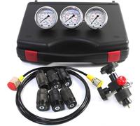 "Hydraulic Nitrogen Accumulator Charging System Diagnostic Tool - 3 Pressure Gauges, 7 Couplings & 4 Additional Gauges for Accurate Monitoring"