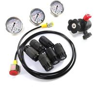 Hydraulic Nitrogen Accumulator Charging System with Pressure Gauge Diagnostic Tool, Includes 3 Gauges, 7 Couplings, and 1 Gas Hose