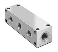 Hydraulic Parallel Scheme Aluminium Manifold, 3 Station, 3/4" BSP Inlets, 1/2" BSP Service Ports