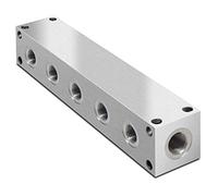 Hydraulic Parallel Scheme Aluminium Manifold, 5 Station, 3/4" BSP Inlets, 1/2" BSP Service Ports