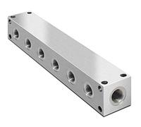 Hydraulic Parallel Scheme Aluminium Manifold, 6 Station, 3/8" BSP Inlets, 1/4" BSP Service Ports