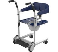 Hydraulic Patient Lift Aluminum Alloy Wheeled Shower Commode Wheelchair Multifunctional Elderly Disabled Full Body Patient Transfer Lifter with Padded Seat, Use in Hospital, Home - Maximum L