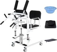 Hydraulic Patient Lift Chair for Home, Electro Hydraulic Lift Lift Transfer Machine, Wheelchair Lift Hoist for Lifting and Transferring Patients, Bedside Lift Aid for Elderly with Potty (Black, A)