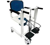 Hydraulic Patient Lift for Home, Elderly Transport Wheelchair w/180° Split Seat, Portable Shower Chair Bedside Commode w/Bedpan Toilet Seat Transfer Lifter for N Paralyzed
