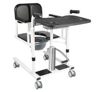 Hydraulic Patient Lift for Home Patient Lift Seamless Steel with Commode Opening Pu Cushion, Height-Adjustable 150Kg Load, Rolling Shower/Wheelchair for Elderly, Home & Hospital Use