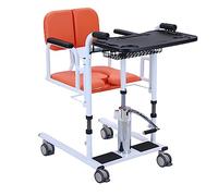 Hydraulic Patient Lift Mobile Portable Toilets,Multifunction Hydraulic Lift Lift,Shower Chair with Wheels,with Dining Table and Storage Basket,Max Load 220Lbs (Orange)