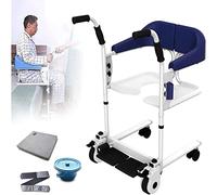 Hydraulic Patient Lift Multi-Purpose Patient Lift, Patient Lift Wheelchair Bathroom Wheelchairs,with Wheels and 180° Split Seat, for Nursing Paralyzed Elderly,Blue