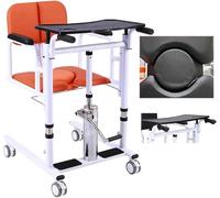 Hydraulic Patient Lift Patient Lift Chair Portable Transfer Wheelchair Adjustable Self-Service Patient Lift Transfer Machine with 180° Split Seat(Color:Orange)