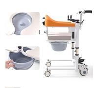 Hydraulic Patient Lift Patient Lift T,Bedside Commode Chair W/180°Split Seat,Self-Service Wheelchair Lift Transfer with Hand Crank Lift Lever,20Cm Range Adjustable Height Handicap Shower Cha