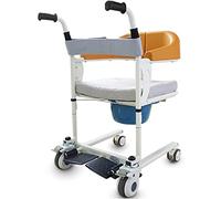 Hydraulic Patient Lift Patient Lift Wheelchair for Home, Multi-Function Transfer Wheelchair Transfer Shower Chair Bedside Commode Chair with 180° Split Seat for Elderly Handicapped (Yellow)