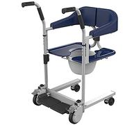 Hydraulic Patient Lift Patient Transfer Lift,Steel Transport Wheelchair, Emergency Evacuation Chair Wheelchair Belt Safety Lifting,Nursing Device for Bathing Home Commode,Basicedition Blue
