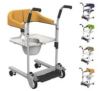 Hydraulic Patient Lift Patient Transfer Lift,Steel Transport Wheelchair, Emergency Evacuation Chair Wheelchair Belt Safety Lifting,Nursing Device for Bathing Home Commode,Basicedition Yellow