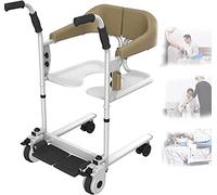 Hydraulic Patient Lift Steel Transport Wheelchair,Multifunctional Elderly Disabled Full Body Patient Transfer Lifter, Portable 3 in 1 Bathroom Wheel Chair,150Kg Load,for Adults Handicap Elde