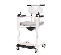 Hydraulic Patient Lift Transfer Chair for Elderly Care Wheel, with Manual Lift, Bedside Commodes Self-Service Lift, w/180° Split Seat and Bedpan.