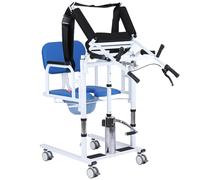 Hydraulic Patient Lift Transfer Chair for Elderly Care with Assisted Upper BodyRack for Home WheelTransfer, Bedside Commodes Self-Service w/180° Split Seat and Bedpan