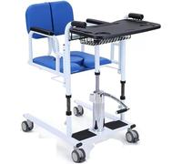 Hydraulic Patient Lift Transfer Chair for Home,Hydraulic Patient Lift Wheelchair for Home Portable Transfer Nursing Chair Lifter W/ 180° Split Seat & Cushion Bathroom Bedside Commode W/Potty(A)