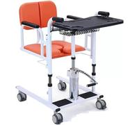 Hydraulic Patient Lift Transfer Chair for Home,Hydraulic Patient Lift Wheelchair for Home Portable Transfer Nursing Chair Lifter W/ 180° Split Seat & Cushion Bathroom Bedside Commode W/Potty(B)